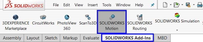فعال شدن Solidworks motion در add-ins های سالیدورک 