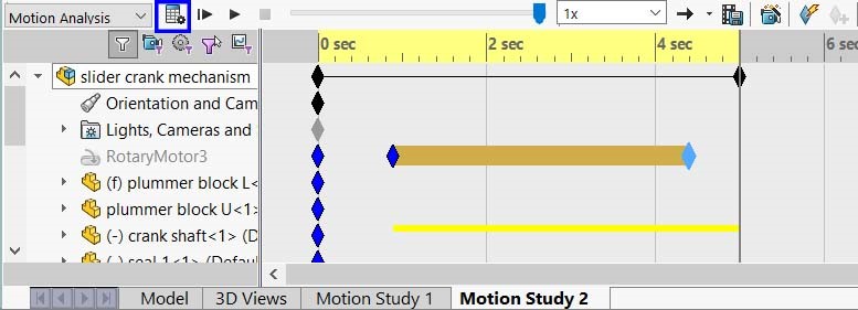   فعال کردن study با استفاده از گزینه‌ی calculate در motion study نرم‌افزار سالیدورک